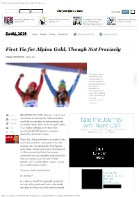First Tie for Alpine Gold, Though Not Precisely - Nytimes.Com