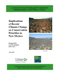 Implications of Recent Climate Change on Conservation Priorities in New Mexico
