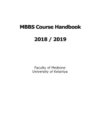 MBBS Course Handbook 2018 / 2019
