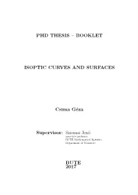 PHD THESIS – BOOKLET ISOPTIC CURVES and SURFACES Csima