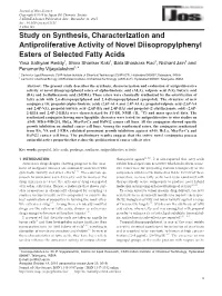Study on Synthesis, Characterization and Antiproliferative Activity of Novel Diisopropylphenyl Esters of Selected Fatty Acids
