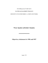 Water Quality in British Columbia Objectives Attainment In