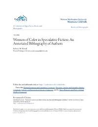 Women of Color in Speculative Fiction: an Annotated Bibliography of Authors Rebecca M