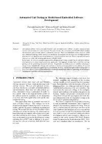 Automated Unit Testing in Model-Based Embedded Software Development