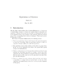 Equivalence of Matrices