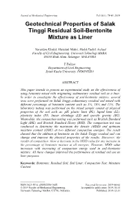 Geotechnical Properties of Salak Tinggi Residual Soil-Bentonite Mixture As Liner