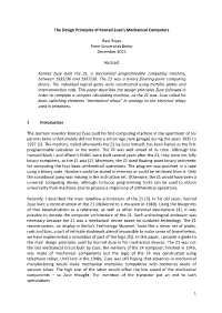 The Design Principles of Konrad Zuse's Mechanical Computers