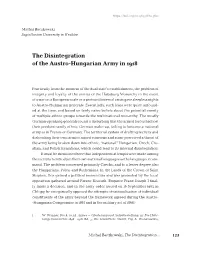 The Disintegration of the Austro-Hungarian Army in 1918