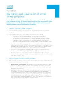 AIG Guide to Key Features of Private Limited Companies