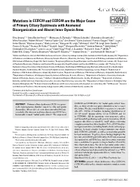 Mutations in CCDC39 and CCDC40 Are the Major Cause of Primary Ciliary Dyskinesia with Axonemal Disorganization and Absent Inner Dynein Arms