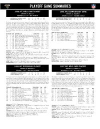 Playoff Game Summaries