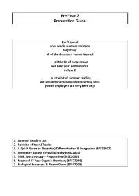 Pre-Year 2 Preparation Guide
