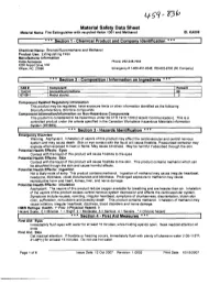 Safety Data Sheet Material Name: Fire Extinguisher with Recycled Halon 1301 and Methanol ID: KA006