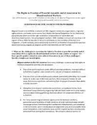 The Rights to Freedom of Peaceful Assembly and of Association for Disenfranchised Workers Oct