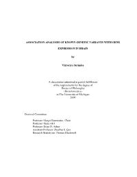 Association Analyses of Known Genetic Variants with Gene