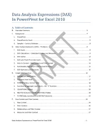 Data Analysis Expressions (DAX) in Powerpivot for Excel 2010
