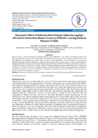 Enzymatic Effect of Different Alternaria Tenuissima Tic Effect of Different