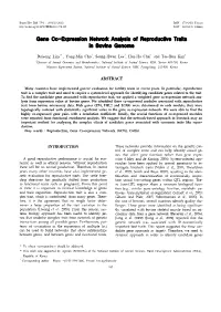Gene Co-Expression Network Analysis of Reproductive Traits in Bovine Genome