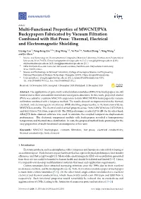 Multi-Functional Properties of MWCNT/PVA Buckypapers Fabricated by Vacuum Filtration Combined with Hot Press: Thermal, Electrical and Electromagnetic Shielding
