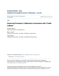 Preserving Provenance: Collaborative Conversation with a Textile Collector
