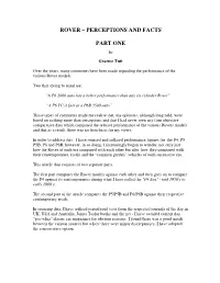 Rover – Perceptions and Facts Part