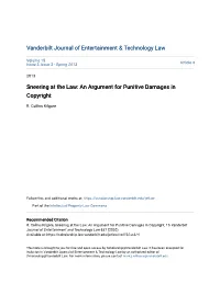 Sneering at the Law: an Argument for Punitive Damages in Copyright
