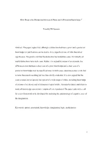 1 How Deep Is the Distinction Between a Priori and a Posteriori