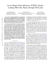 (COSI) Attacks: Leaking Web Site States Through XS-Leaks