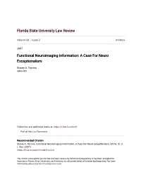 Functional Neuroimaging Information: a Case for Neuro Exceptionalism