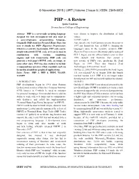 PHP – a Review Ipsita Vashista Dronacharya College of Engineering