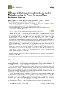 SHIL and DHIL Simulations of Nonlinear Control Methods Applied for Power Converters Using Embedded Systems