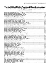The Battlefleet Gothic Additional Ships Compendium the Battlefleet