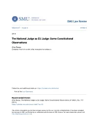 The National Judge As EU Judge: Some Constitutional Observations