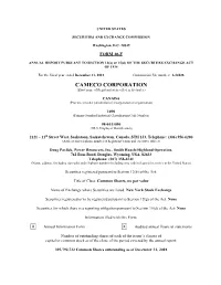 CAMECO CORPORATION (Exact Name of Registrant As Specified in Its Charter)