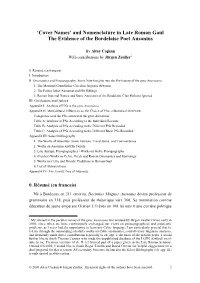 'Cover Names' and Nomenclature in Late Roman Gaul the Evidence Of