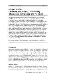 Lemaître and Hoyle: Contrasting Characters in Science and Religion