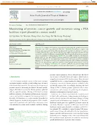 Monitoring of Prostate Cancer Growth and Metastasis Using a PSA