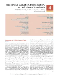 Preoperative Evaluation, Premedication, and Induction of Anesthesia ELIZABETH A