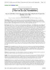 Successes and Failures: Conservation and Tourism on the Nesting Beaches of Laganas Bay, Zakynthos, Greece, 1989 Page 1 of 2