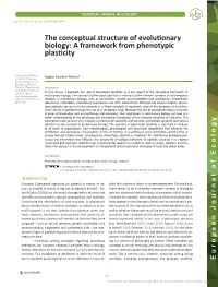 The Conceptual Structure of Evolutionary Biology: a Framework from Phenotypic Plasticity