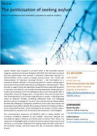 The Politicisation of Seeking Asylum Manus Prison Theory and Australia’S Response to Asylum Seekers
