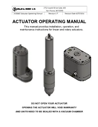 2150062 Actuator Operating Manual Revision 4.7 Revision Date 4/27/2016