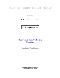 Bus Transit Fare Collection Practices