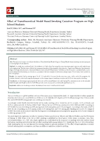 Effect of Transtheoretical Model Based Smoking Cessation Program On