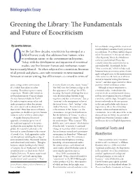 Greening the Library: the Fundamentals and Future of Ecocriticism