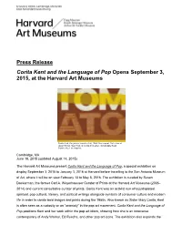 Press Release Corita Kent and the Language of Pop Opens