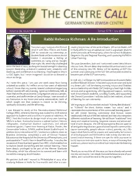 Rabbi Rebecca Richman: a Re-Introduction