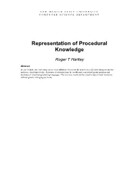 Representation of Procedural Knowledge