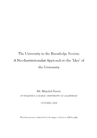 The University in the Knowledge Society: a Neo-Institutionalist Approach to the ‘Idea’ of the University