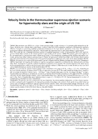 Velocity Limits in the Thermonuclear Supernova Ejection Scenario for Hypervelocity Stars and the Origin of US 708 P